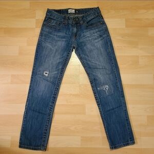 Aeropostale Wide Leg Kylie Boyfriend Jeans Distressed Medium Wash Fade Low Rise